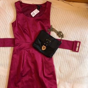 H&M Pink Sateen Belted Dress